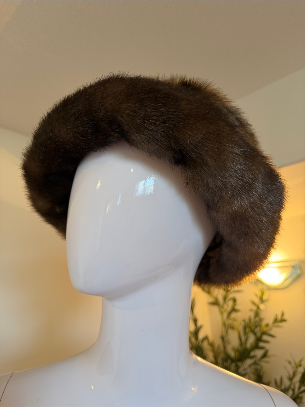 Parkhurst Brown Faux Fur Pillbox Winter Hat Made in Canada